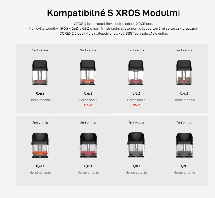 Vaporesso pod cartridge XROS MESH 2ml - 0,8ohm 4pack