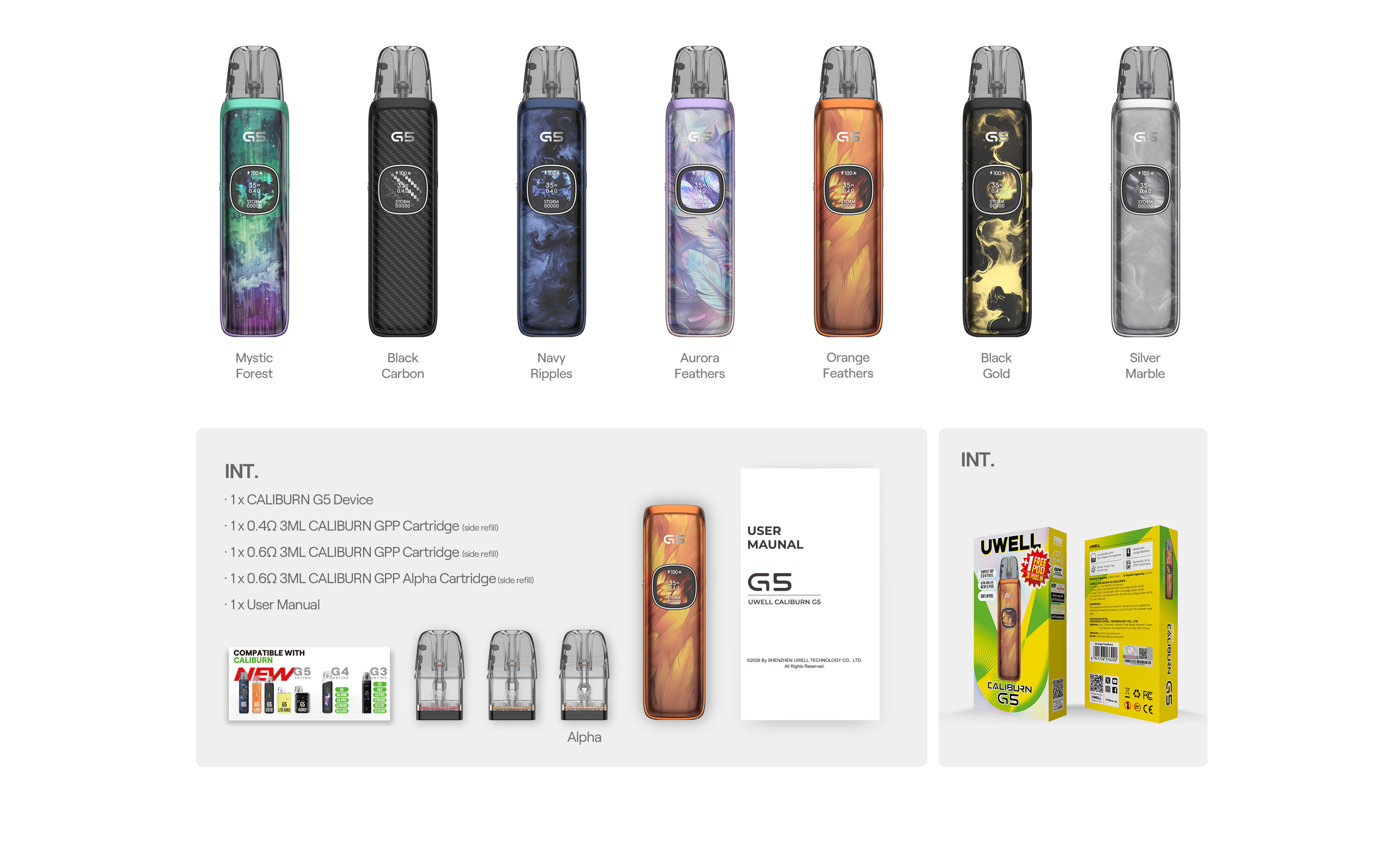 Uwell Caliburn G5 POD 1600mAh Black Carbon