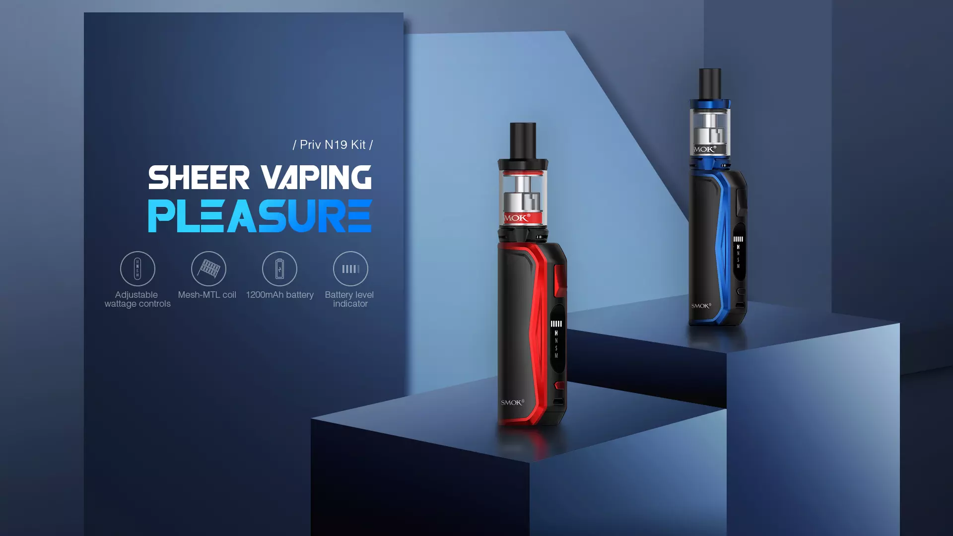 Smoktech Priv N19 1200mAh - 7-Color Black