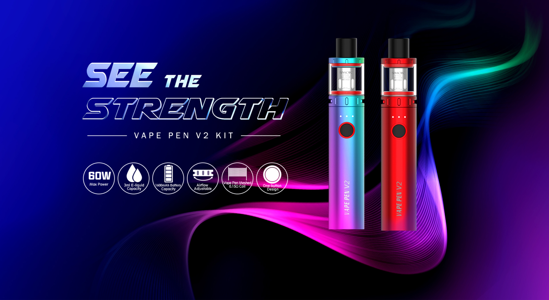 SmokTech VAPE PEN V2 1600mAh - BLACK