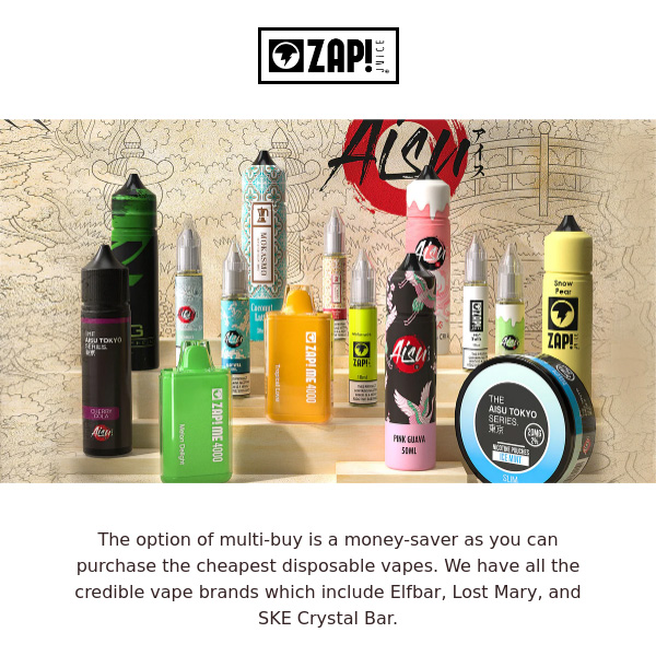 ZAP! Juice Shake and Vape AISU TOKYO 10ml Grapelicious
