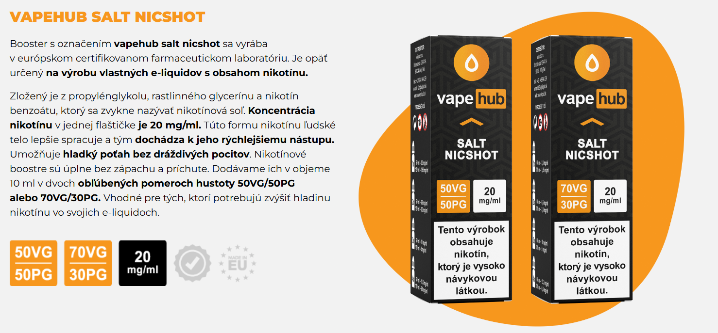 Vapehub Nic Salt shot - 50/50 10ml 20mg