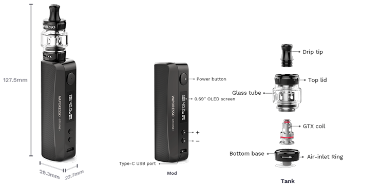 Vaporesso GTX ONE rozmery